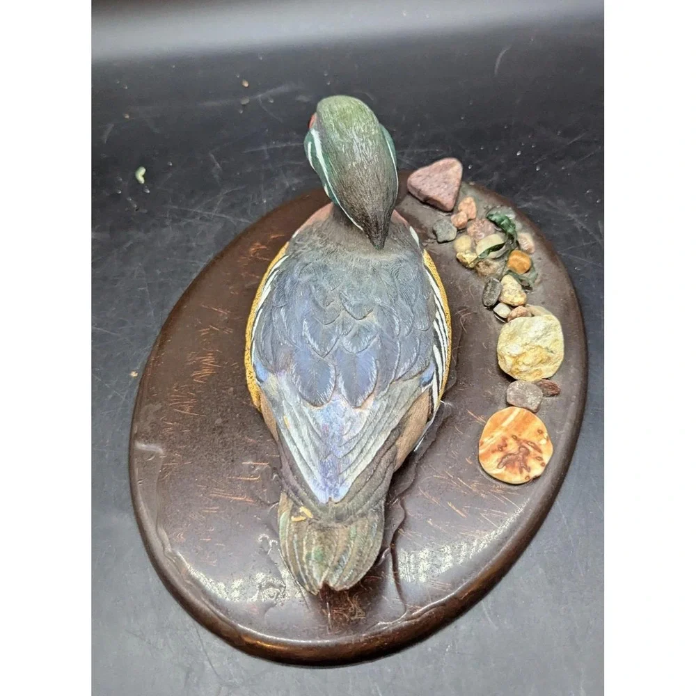 Vintage Hand Carved Folk Art Wood Wooden Duck Figurine Decoy Signed Norma 9.5